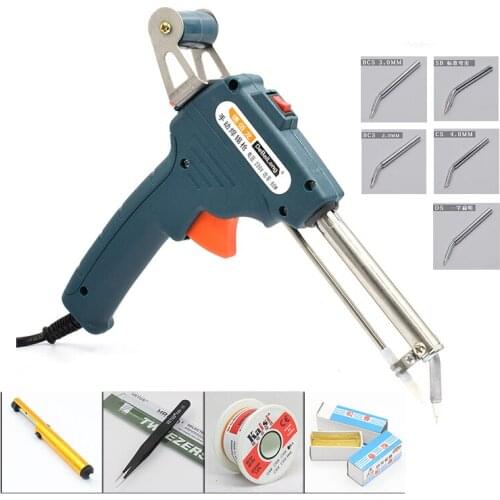 220V 60W Tin Soldering Iron Kit Automatic Send Tin Gun Electric Soldering Irons Solder Sucker Tweezers Wire Welding Tool