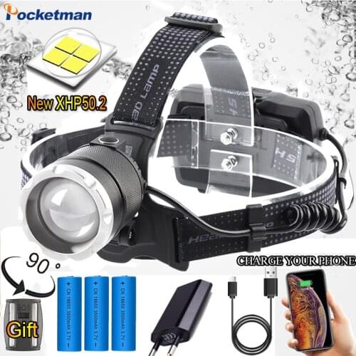 New P50 strong light headlight long-range headlmps USB charging headlamp with fan cooling SOS survival whistle headlight