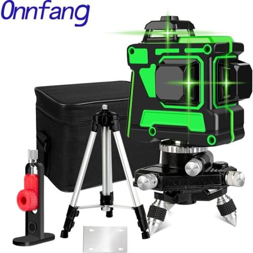 Onnfang12 Lines 3D Green Laser Level Self-Leveling 360 Degrees Horizontal And Vertical Cross Lines Green Laser Line With Tripod