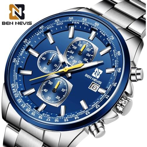2021 New Fashion Mens Watches Top Brand Analogue Clock Stainless Steel Waterproof Luminous Sports Watch Men Business watches