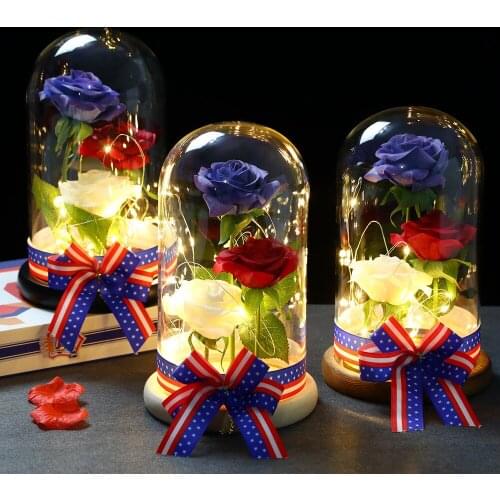 Independence Day lighting emulation rose glass lamp holiday gift Christmas home decoration gift home holiday decoration