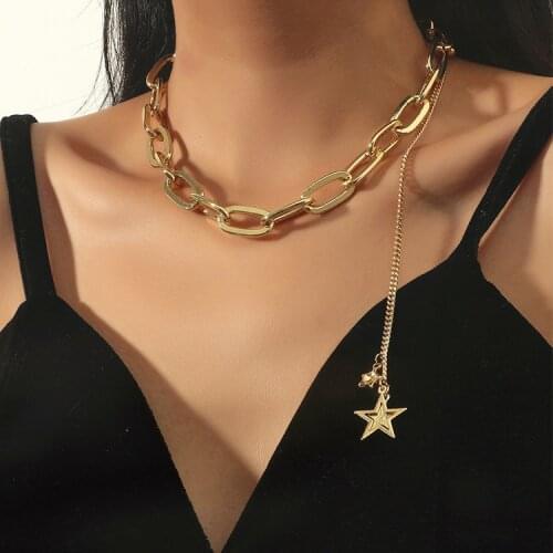 ORNAPEADIA New Hollow Item Fine Chain Star Pendant Necklace Creative Fashion One-piece Lobster Clasp Female Necklace Wholesale