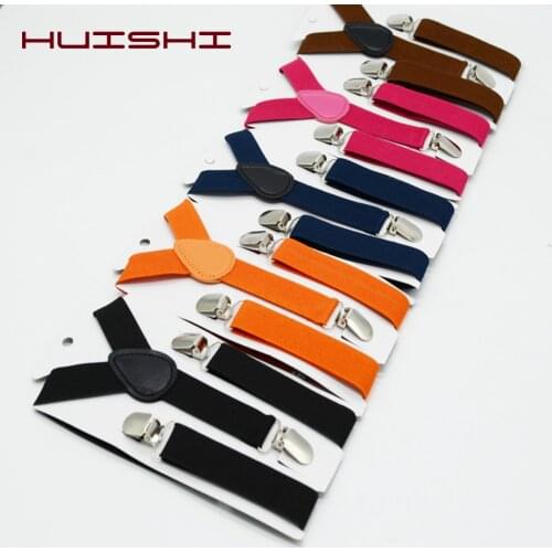 HUISHI Boys Suspenderss With Bowtie Soild Color Children Belt Baby Boy Girls Suspenders Clip-on Y-Back Braces Elastic Suspenders