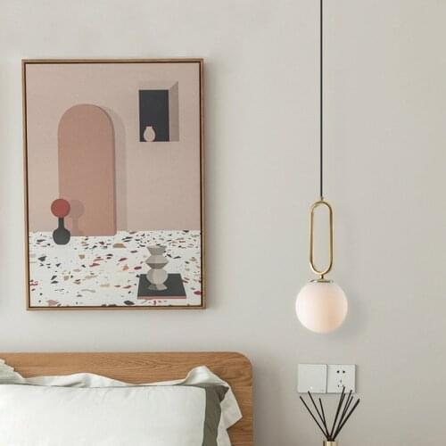 Japanese Indoor Pendant Lights Glass Luminaria Decoration Modern Brass Led Hanging Lamp for Bedroom Kitchen E27 Bulb Amber Gray