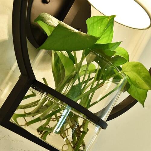 Nordic Hydroponics Succulent Plants Flower Pot with Wall Lamp for Living Room Beside Light Corridor Sconce Wall Light Wall Art