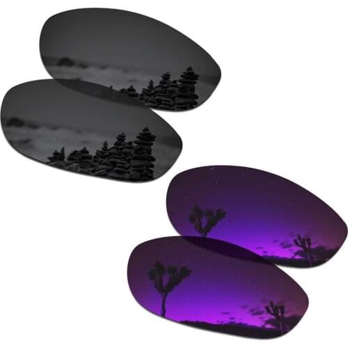 SmartVLT 2 Pairs Polarized Sunglasses Replacement Lenses for Oakley Monster Dog Stealth Black and Plasma Purple