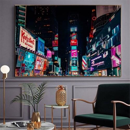 Modern Prosperous City Wall Poster Home Decor City Night Canvas Painting City Landscape Prints for Livingroom Decoration
