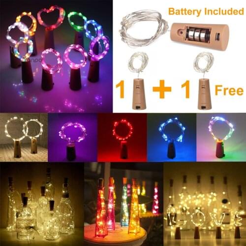 9 Colors LED Cork String Light 1M 2M 3M 10/20/30LEDs Fairy Lights Battery Powered Copper Wire for Xmas Wine Bottle Decor Lamp