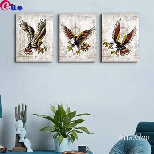 Triptych The Eagle Diamond Painting Full Square/Round 3 pieces Birds Diamond Embroidery Animals Mosaic Home Decoration