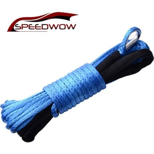 SPEEDWOW 1/4'' x 50ft 7500LBS Winche Towing Rope Winch Rope Cable Line With Hook For ATV UTV Off-Road