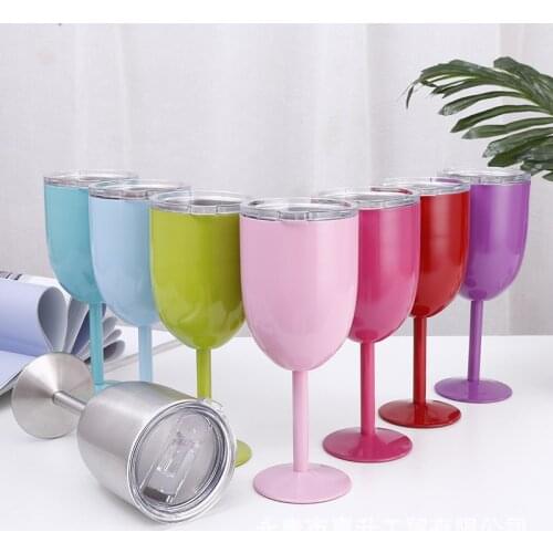 10oz 304 Stainless Steel Shatterproof Goblet Red Wine Cup Anti-broken Vacuum Insulated Wine Glasses Stemware Drinkware Bar Tools