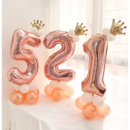 Birthday Balloon Decoration 13Pcs/Set 32 inch Pink Gold Number Foil Balloon First Birthday Party Baby Shower Kids Decoration
