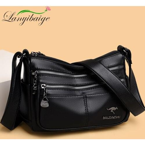 High Quality PU Leather Ladies Shoulder Bag Multi Pocket Casual Girl Stylist Messenger Bag Brand Designer Elegant Handbag 2021