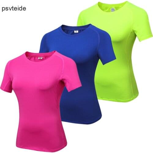 Gym T Shirt Women Sports Compression Shirt Women Slim Fit Sport TShirt Yoga Top Lady Shorts Sleeve Active Wear Sport Top Femme