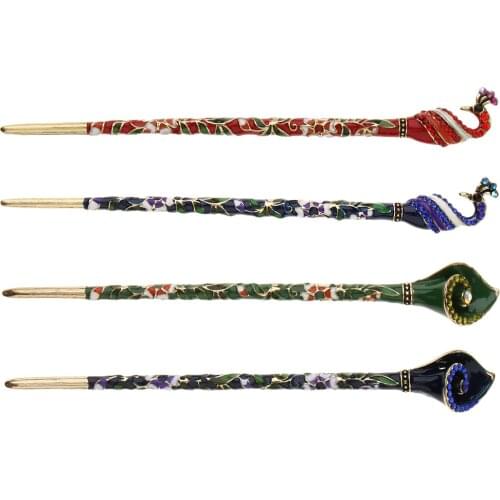 Fashion Hair Decorative Chinese Traditional Style Women Hair Stick Hairpin Hair Making Accessory with Rhinestones