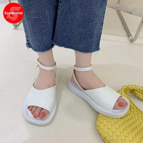 Superone Size 35-40 Women Sandals Ankle Strap Street Fashion Buckle Heel Summer Shoes Woman Thick Bottom Casual Footwear