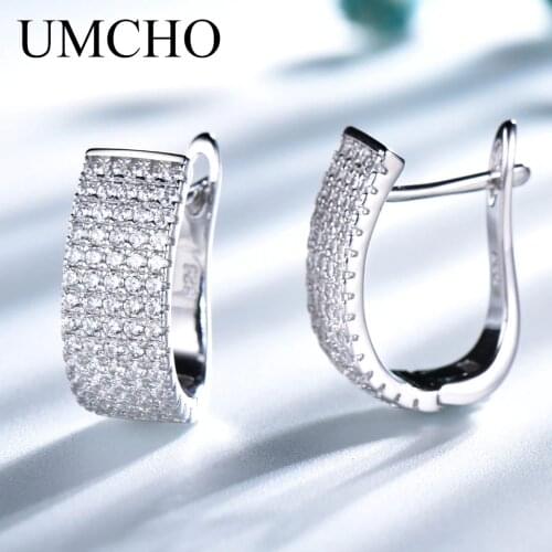 UMCHO Solid 925 Sterling Silver Clip Earrings Luxury Earrings For Women Anniversary Wedding Party Gift Fine Jewelry