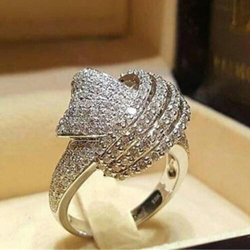 Utimtree New Creative Micro Clear Cubic Zirconia Wedding Party Rings 925 Silver Jewelry for Women Engagement Promise Finger Ring