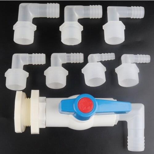 1Set G3/4" Aquarium Fish Tank Drain Elbow Combination Valve Water Pool Hose Connector DIY Water Tank ABS Inlet Water Accessories
