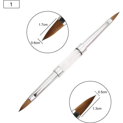 1pcs Pink 2 Heads Kolinsky Acrylic Nail Brush Crystal Carving Pen Carving for Nail Painting Manicure Brushes Gel Nail Pen