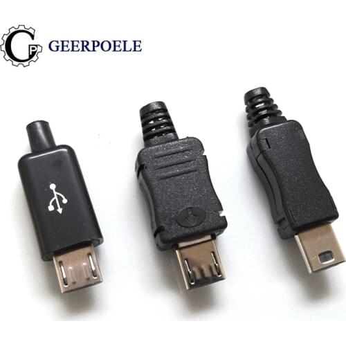 10 pcs/lot Micro USB 5P 30V 1.5A Micro/MINI USB Connectors Plastic Shell Jack Tail Male Plug Electric Terminals