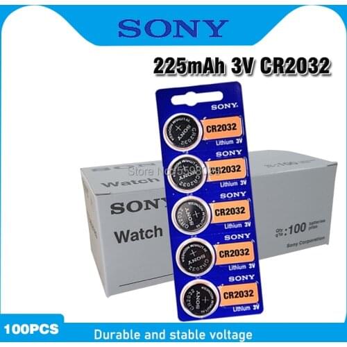 100pcs FOR SONY Original CR2032 DL2032 ECR2032 BR2032 2032 CR 2032 3V Lithium Button cell Coin Battery Long Lasting for Watches