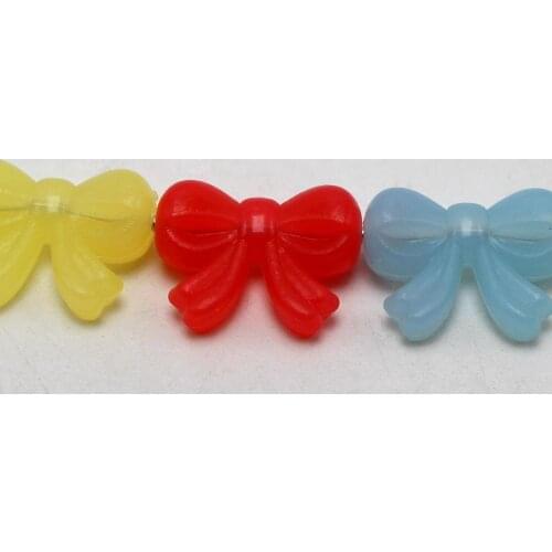 50 Mixed Jelly Color Acrylic Bowknot Bow Charm Beads 20X16mm Kids Crafts