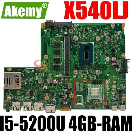 AKEMY X540LJ LaptopMotherboard For ASUS VivoBook X540LA F540LJ F540LA F540L A540LJ A540L Original Mainboard 4GB-RAM I5-5200U UMA