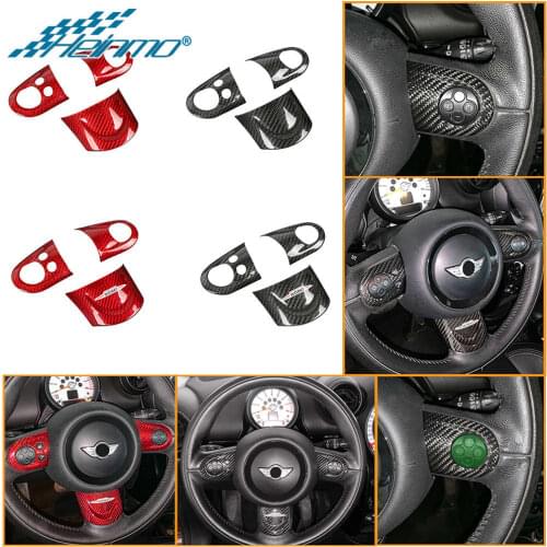 For MINI R56 R55 R57 R58 R59 R60 R61 Accessories Car Steering Wheel Carbon Fiber Sticker Decoration Cover For MINI Cooper Parts