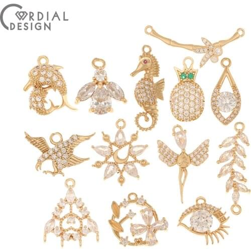 Cordial Design 6Pcs Jewelry Accessories/CZ Charms/Connector/DIY Making/Necklace Pendant/Jewelry Findings & Components/Hand Made