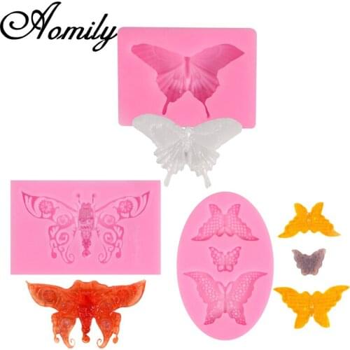 Aomily 3 Styles Lace Butterfly Cake Mold for Fondant Cake Decorating Sugar Craft Chocolate Moulds Tools Silicone Ice Cube Molds