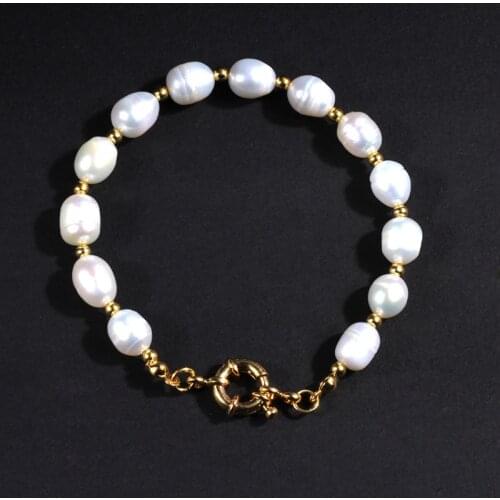 Baroque natural pearl beaded bracelet for women exquisite fashion charm bangle Handmade Beads Cuff Jewelry bride wedding gift