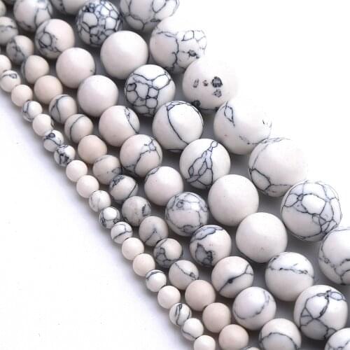 Bulk Wholesale Natural Beads Stone Synthetic White Turquoises 4 6 8 10 12mm for Jewelry Making Accessories Bracelet DIY