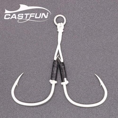 CASTFUN Jigging Assist Hook 1/0 2/0 3/0 4/0 5/0 High Carbon Steel Slow Jig Hook 2Pcs/Bag Fishing Hook Fishing Gear