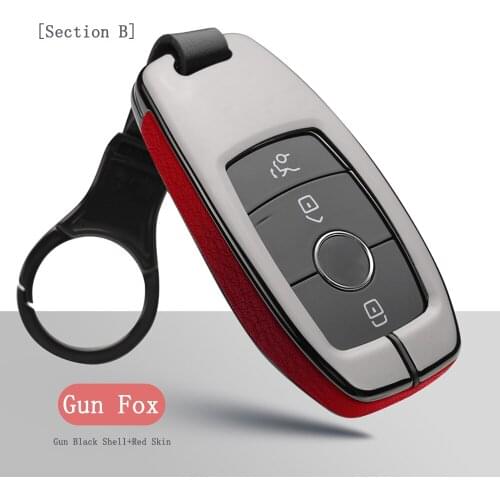 Remote Alloy+Leather Splicing Car Key Case Shell Key Ring Key Chain Suitable For Mercedes Benz C Class W205 C200 C180 C260 C300
