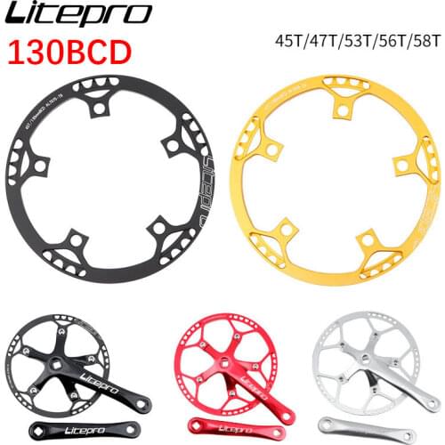 Litepro Chainring Crank Set 130 BCD Folding Bike BMX Single Speed Chainwheel 130bcd 45 47 53 56T 58 T Tooth 1x Mtb Crankset