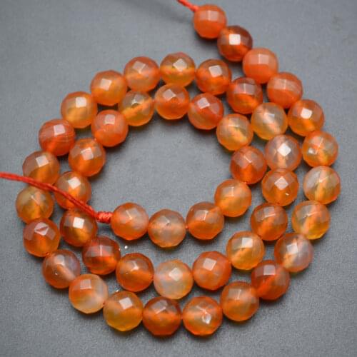4mm~12mm Faceted Natural Red Carnelian Stone Round Loose Beads