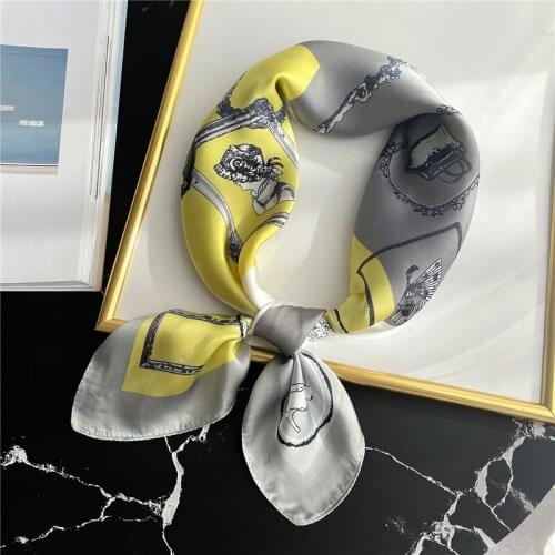 Summer Women Scarf Silk Square Hairband Neck Foulard Shawl Wrap Pashmina Neckerchief Bandana Female Scarves Spring 2021