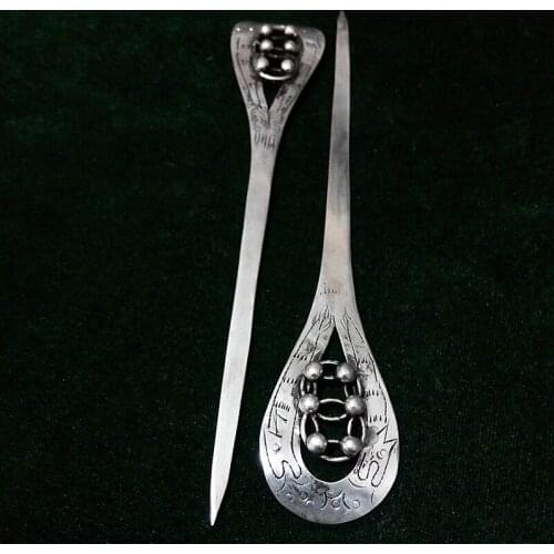 Hot sell new - free shipping Handmade Miao silver tea classic female needle hairpin step shake tassel silver Pu'er tea needle