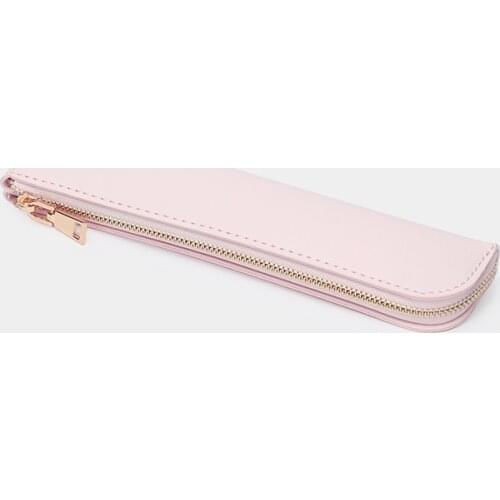 Literary fresh small capacity mini pencil case INS simple leather pencil case male and female high school students