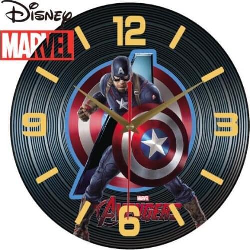 Marvel Avengers Spider-Man Captain America Vinyl Record Wall Clock Dining Room Living Room Quartz Clock Bedroom Mute Wall Watch