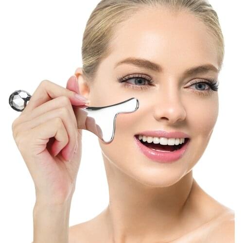 Stainless Steel Hand Massager Facial Scraping Massage Tool Press Point Metal Gua Sha Scraper Pain Relief Body Relaxation Tool