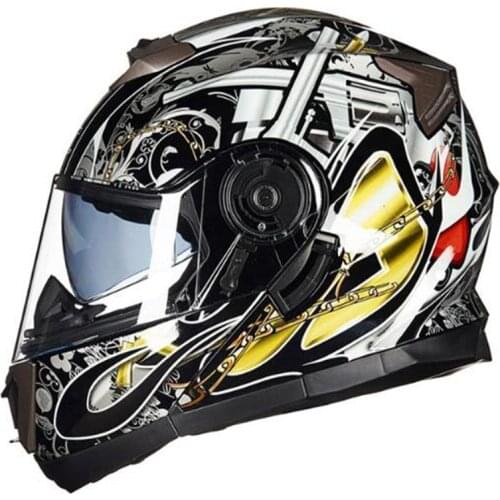 Motorcycle Helmet Racing Modular Dual Lens Motocross Moto Helmet Full Face Helmets Flip Up Casco Moto Capacete Casque Black