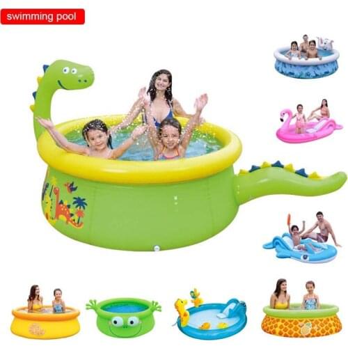 Cartoon swimming pool Inflatable water spray play pool Unicorn Dinosaur Shark Whale Flamingo Playing pool Top ring
