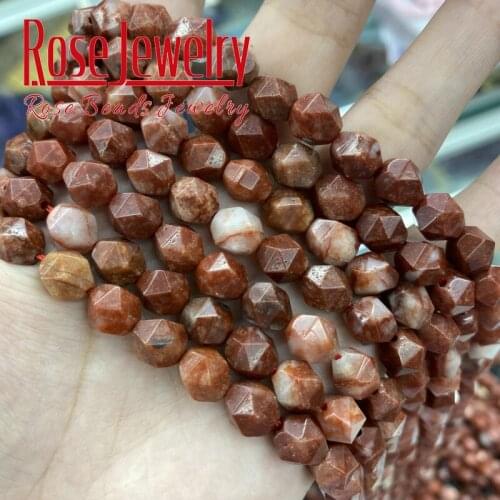 Natural Stone Faceted Red Devil round loose beads Spacer Beads 8mm 15" For Jewelry Making DIY Bracelets Necklace Accessories