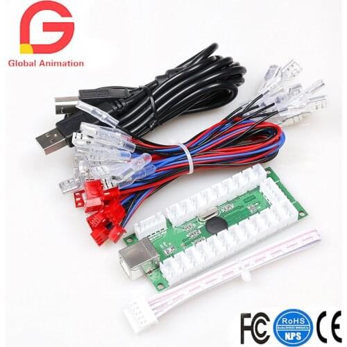 Zero Delay USB Encoder To PC Joystick Set For LED Arcade Joystick DIY Kit Controller Part Mame Games (5Pin Cable+3Pin Wire)