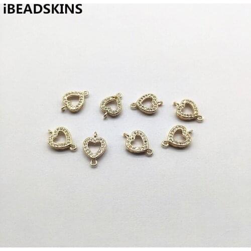 New arrival! 13x8mm 50pcs Copper/Cubic Zirconia Connectors Heart for Earrings parts,Accessories Earrings hand Made Jewelry DIY