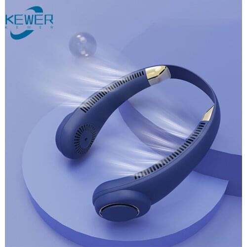 KEWER New Hanging neck Fan Portable Pocket Fan Mini Fold Bladeless Desktop Small Charging Fan Lazy Halter Fan Battery 4000mAh