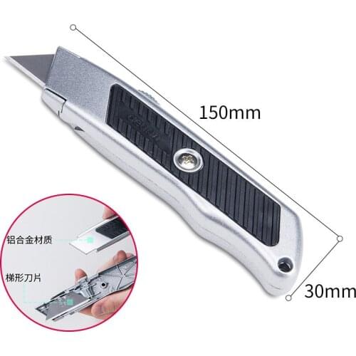 Deli 2101 art knife large size zinc alloy multi-functional manual knife trapezoid metal art knife unpacking box opener knife