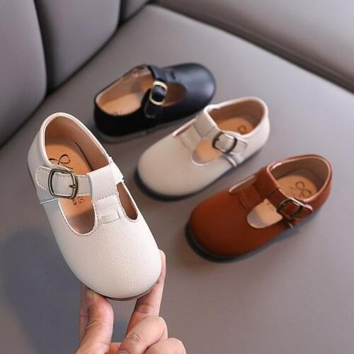 Girls Shoes Boys Flats T Strap Kids Shoes Leather Dress Shoes For Child Girls Princess Shoes Baby Toddlers Anti-Slippery 1-5y